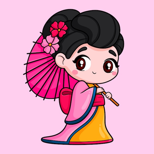 Vettore gratuito illustrazione asiatica del personaggio dei cartoni animati disegnata a mano