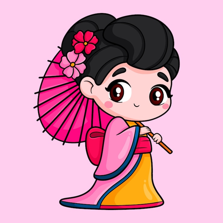 Free Vector hand drawn asian cartoon character illustration