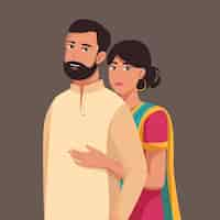 Free vector hand drawn asian couple illustration