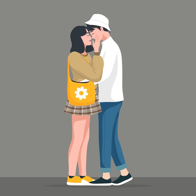 Free vector hand drawn asian couple illustration