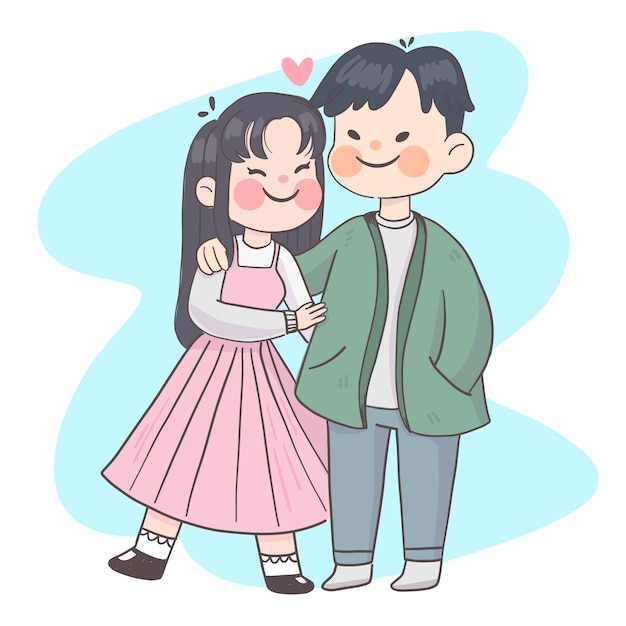 Free vector hand drawn asian couple illustration