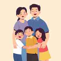 Free vector hand drawn asian family illustration