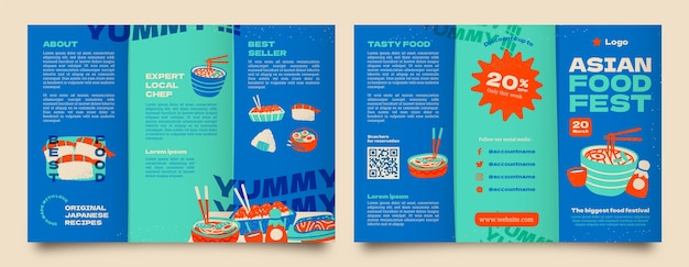 Free vector hand drawn asian food brochure