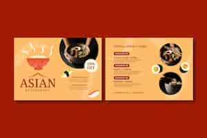 Free vector hand drawn asian food brochure