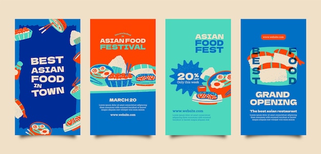 hand drawn asian food instagram stories