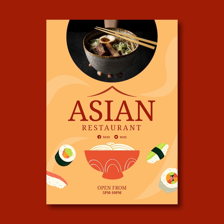 Free Vector hand drawn asian food poster