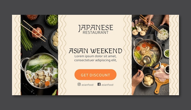 Free vector hand drawn asian food sale banner template