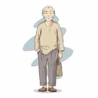 Free vector hand drawn asian old people illustration