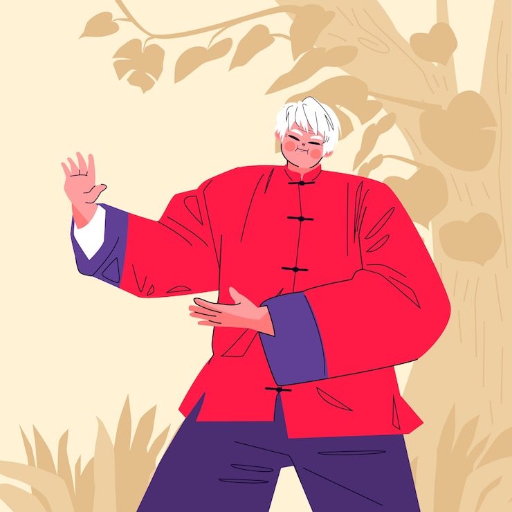 Free Vector hand drawn asian old people illustration