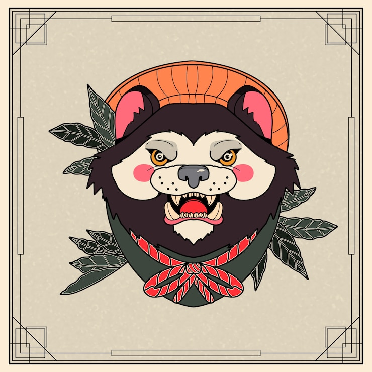 Free Vector hand drawn asian style tattoo illustration