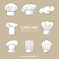 Free vector hand-drawn assortment of eight decorative chef hats