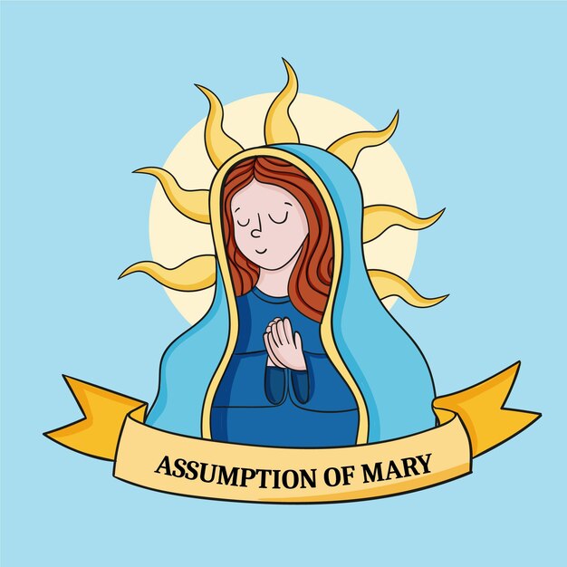 Hand drawn assumption of mary illustration