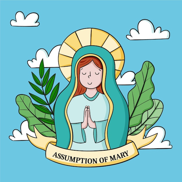 Free vector hand drawn assumption of mary illustration