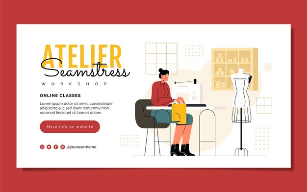 hand drawn atelier facebook post design template