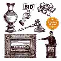 Free vector hand drawn auction set