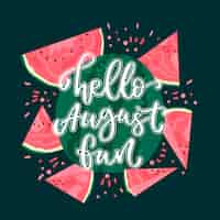 Free vector hand drawn august lettering with fruits