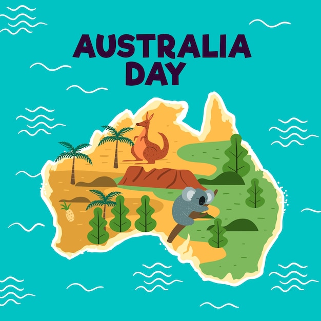 無料ベクター 手描きのオーストラリア日の背景