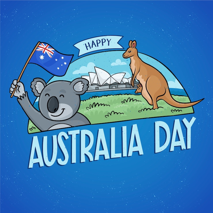 Free Vector hand drawn australia day concept