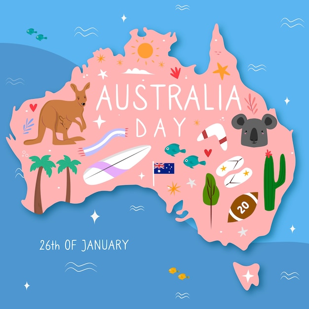 Vettore gratuito giorno disegnato a mano in australia