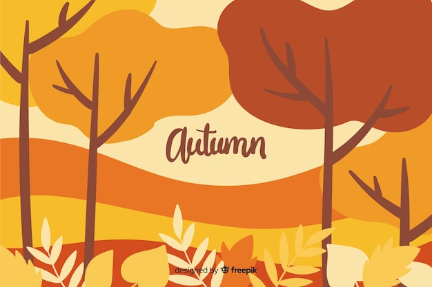 Hand drawn autumn background with leaves