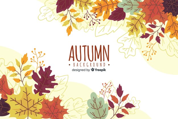 Hand drawn autumn background with leaves