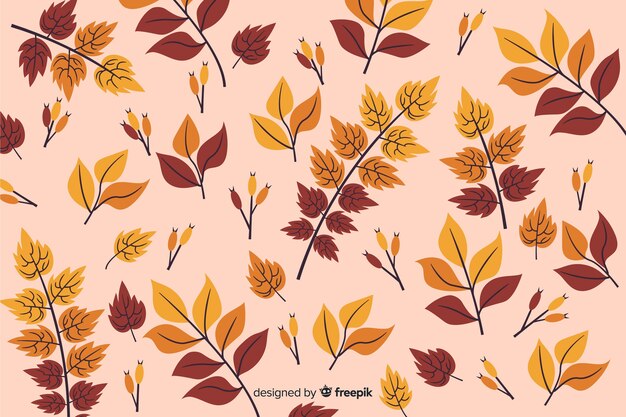 Hand drawn autumn background with leaves