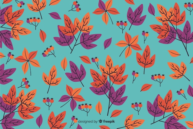 Hand drawn autumn background with leaves