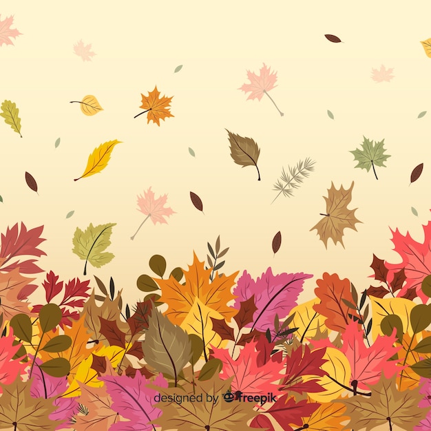 Hand drawn autumn background with leaves