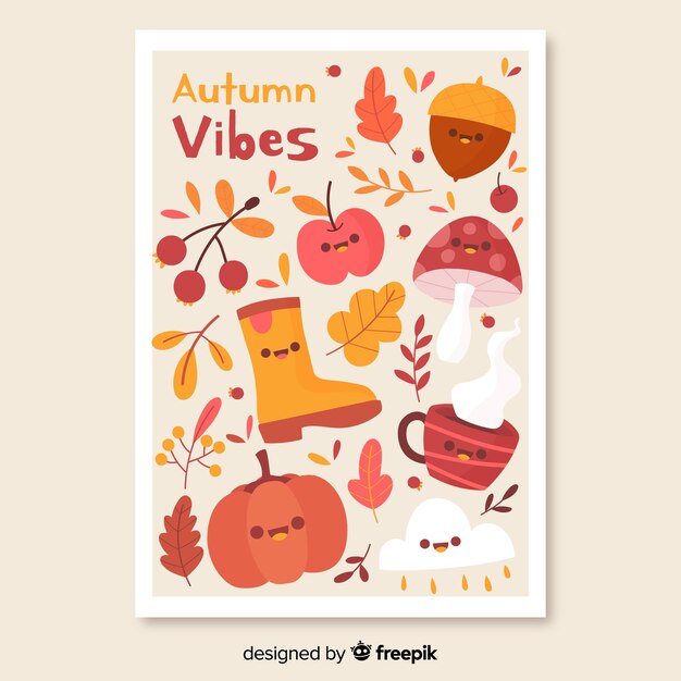 Hand drawn autumn background with leaves