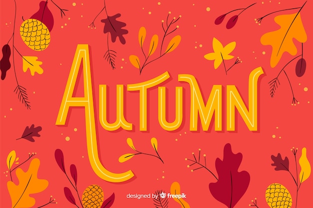 Hand drawn autumn background with leaves