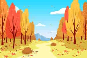 無料ベクター 手描きの秋の背景