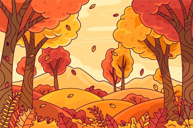 Hand drawn autumn background