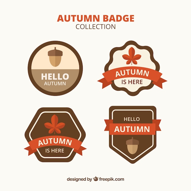 Vettore gratuito collezione di badge autunno disegnato a mano