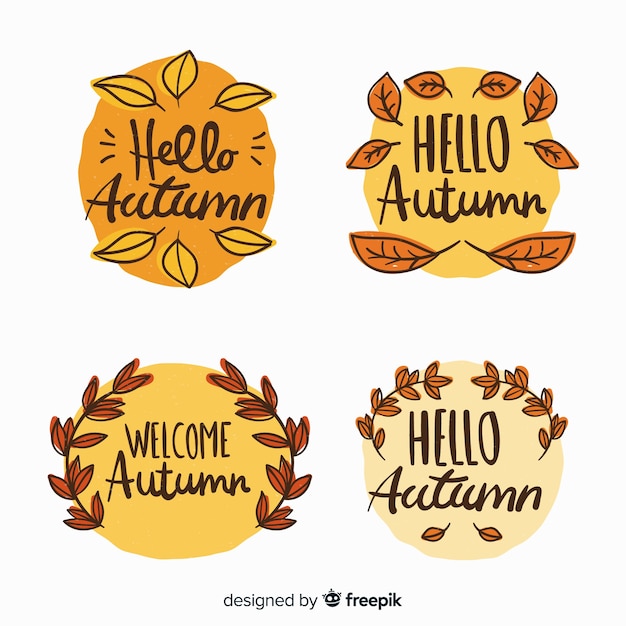Hand drawn autumn badge collection