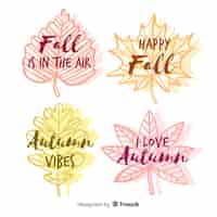 Free vector hand drawn autumn badge collection
