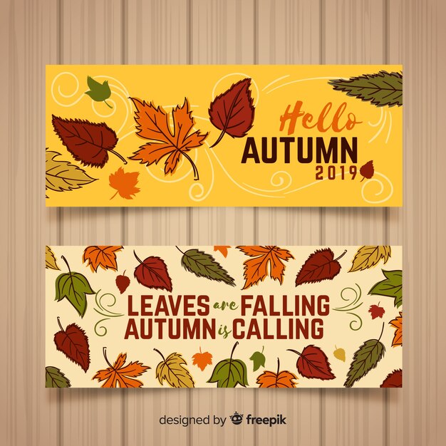 Hand drawn autumn banner collection