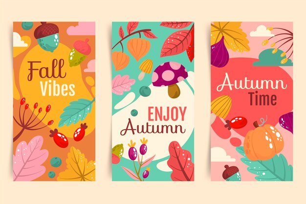hand drawn autumn banners collection