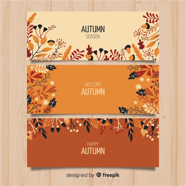 Free vector hand drawn autumn banners pack