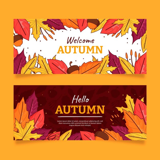 Hand drawn autumn banners set