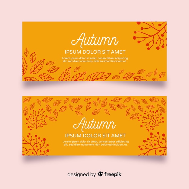 Hand drawn autumn banners template