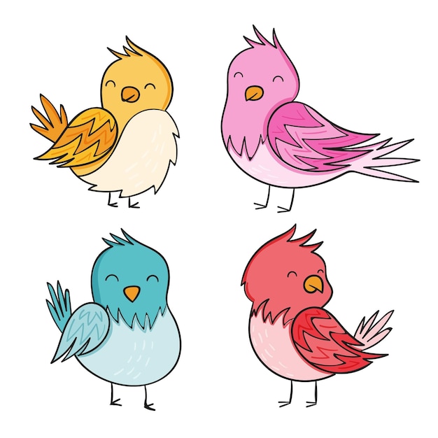 Free vector hand drawn autumn birds collection