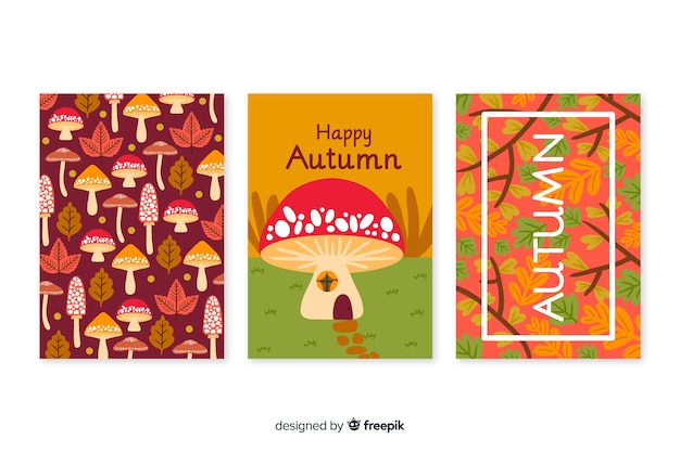 Hand drawn autumn card collection