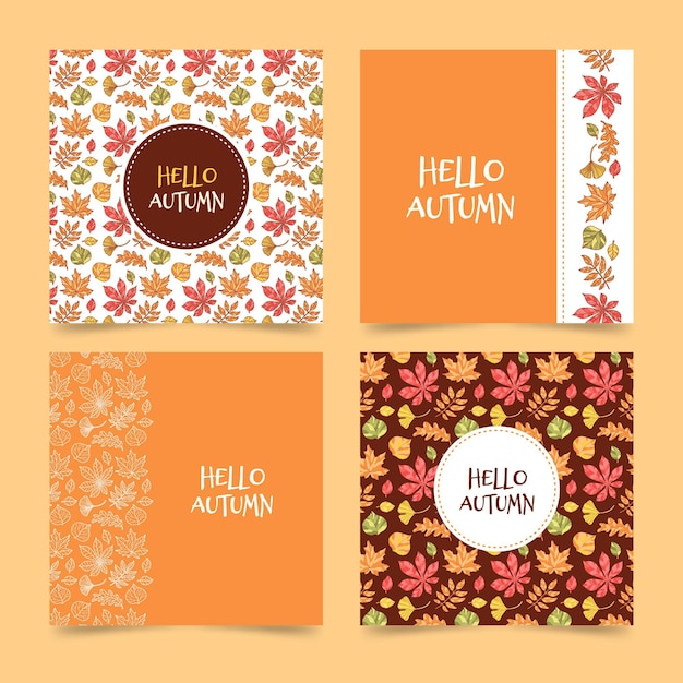 Hand drawn autumn card collection