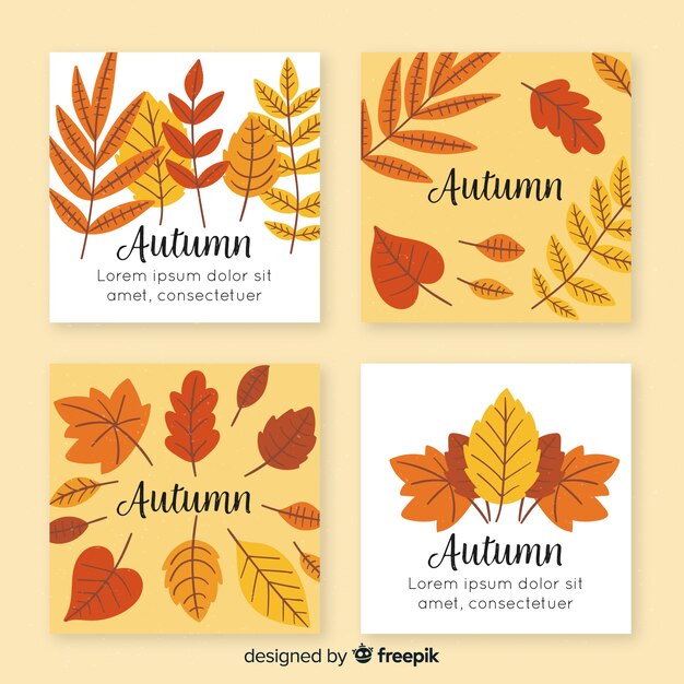 Hand drawn autumn cards collectio