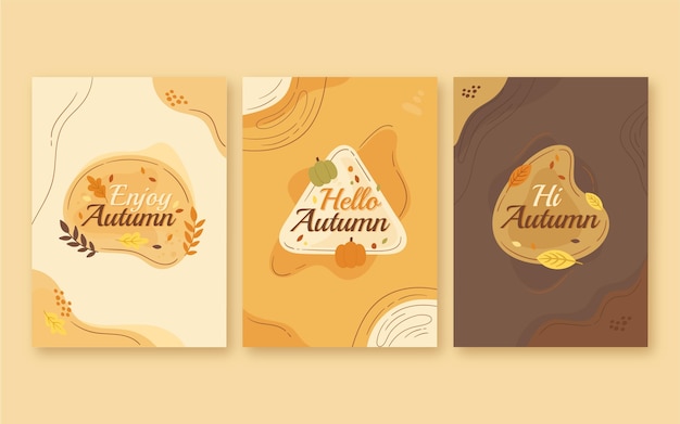 Free vector hand drawn autumn cards collection