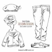 Free vector hand-drawn autumn clothes