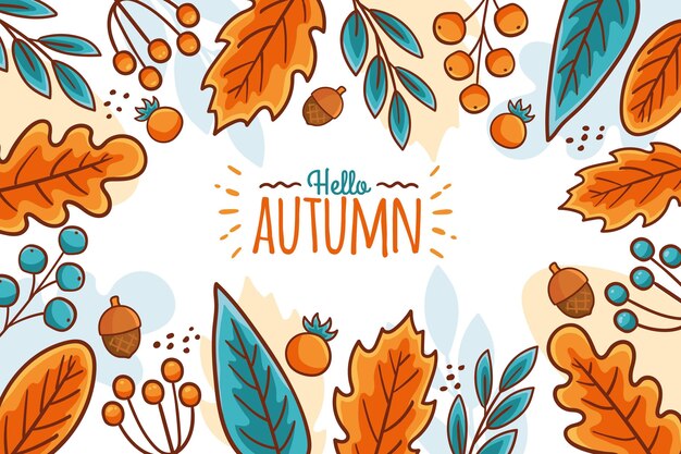 Hand drawn autumn foliage background