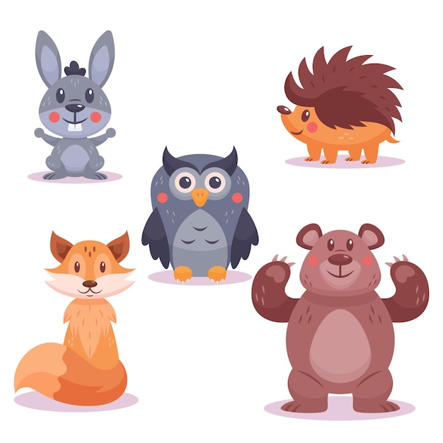 hand drawn autumn forest animals collection