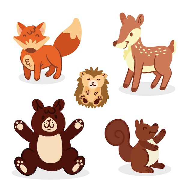 Hand drawn autumn forest animals