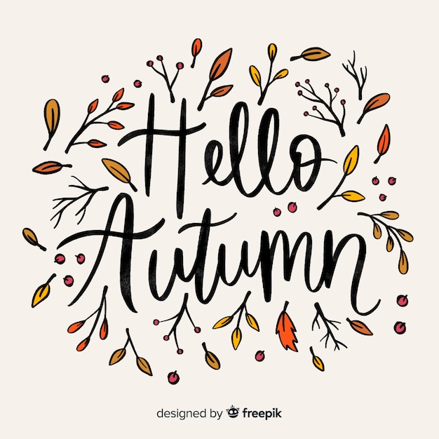 Hand drawn autumn forest leaves background